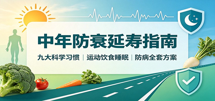 中年防衰延寿指南:九大科学习惯,运动饮食睡眠防病全套方案-宇文网创