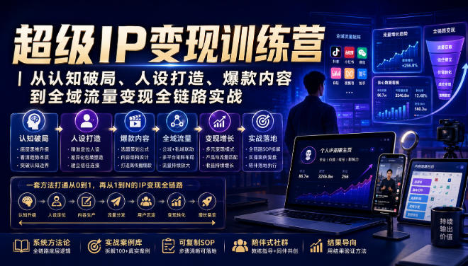 超级IP变现训练营｜从认知破局、人设打造、爆款内容到全域流量变现全链路实战-宇文网创