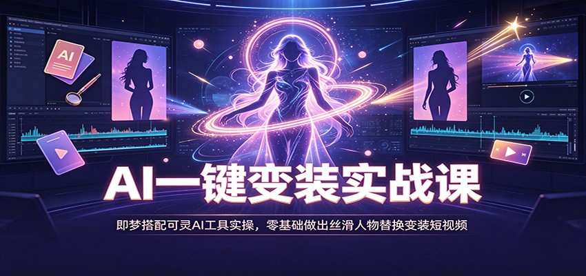 AI一键变装实战课:即梦搭配可灵AI工具实操,零基础做出丝滑人物替换变装短视频-宇文网创