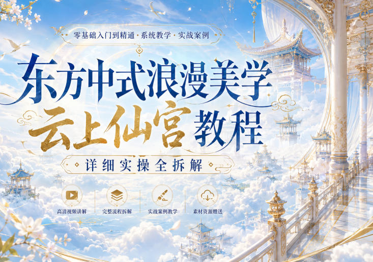 东方中式浪漫美学云上仙宫教程，详细实操全拆解-宇文网创