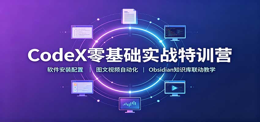 CodeX零基础实战特训营:软件安装配置,图文视频自动化,Obsidian知识库联动教学-宇文网创