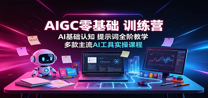 AIGC零基础训练营：AI基础认知，提示词全阶教学，多款主流AI工具实操课程-宇文网创