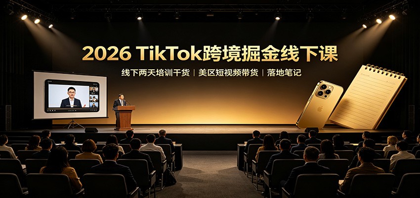 2026 TikTok跨境掘金线下课:线下两天培训干货,美区短视频带货落地笔记-宇文网创
