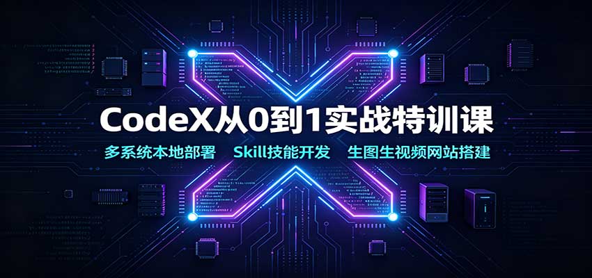 CodeX从0到1实战特训课：多系统本地部署，Skill技能开发，生图生视频网站搭建-宇文网创