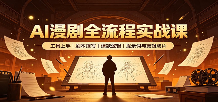 AI漫剧全流程实战课:工具上手、剧本撰写、爆款逻辑、提示词与剪辑成片-宇文网创