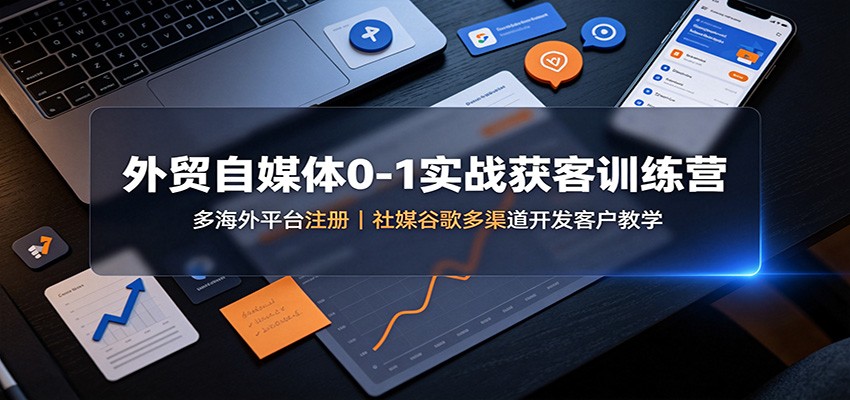 外贸自媒体0-1实战获客训练营：多海外平台注册，社媒谷歌多渠道开发客户教学-宇文网创
