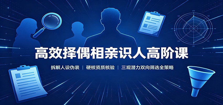 高效择偶相亲识人高阶课:拆解人设伪装,硬核资质核验,三观潜力双向筛选全策略-宇文网创
