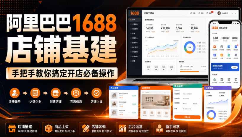 阿里巴巴1688店铺基建，手把手教你搞定开店必备操作（更新8月）-宇文网创