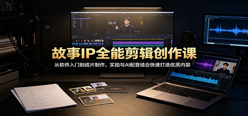故事IP全能剪辑创作课：从软件入门到成片制作，实拍与AI配音结合快速打造优质内容-宇文网创