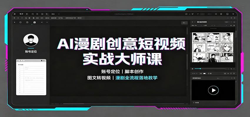 AI漫剧创意短视频实战大师课：账号定位脚本创作，图文转视频，漫剧全流程落地教学-宇文网创