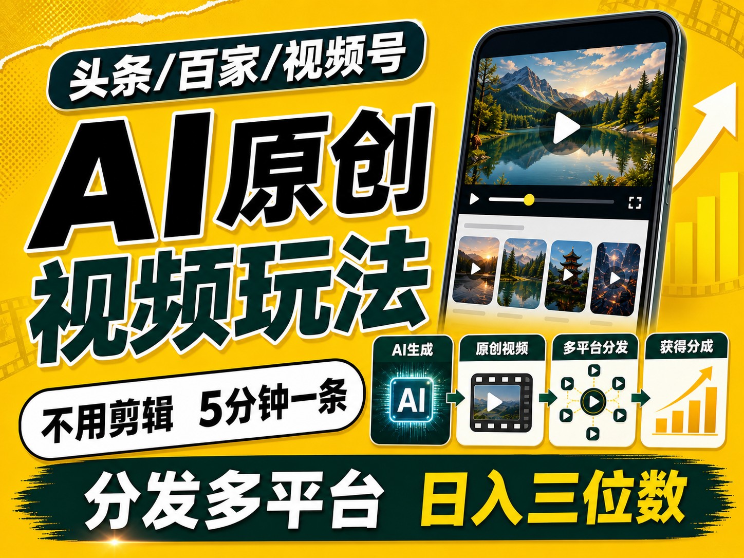 2026头条百家号升级玩法 5分钟一条原创视频 发多平台赚收-宇文网创