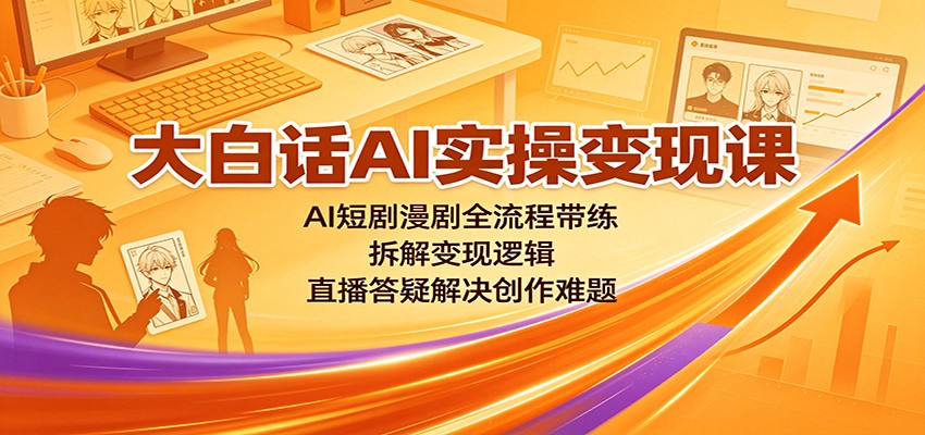 大白话AI实操变现课：AI短剧漫剧全流程带练，拆解变现逻辑，直播答疑解决创作难题-宇文网创