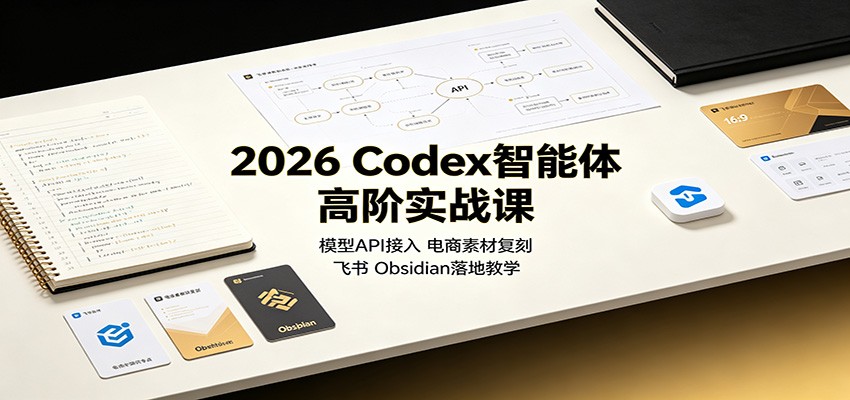 2026 Codex智能体高阶实战课：模型API接入，电商素材复刻，飞书Obsidian落地教学-宇文网创