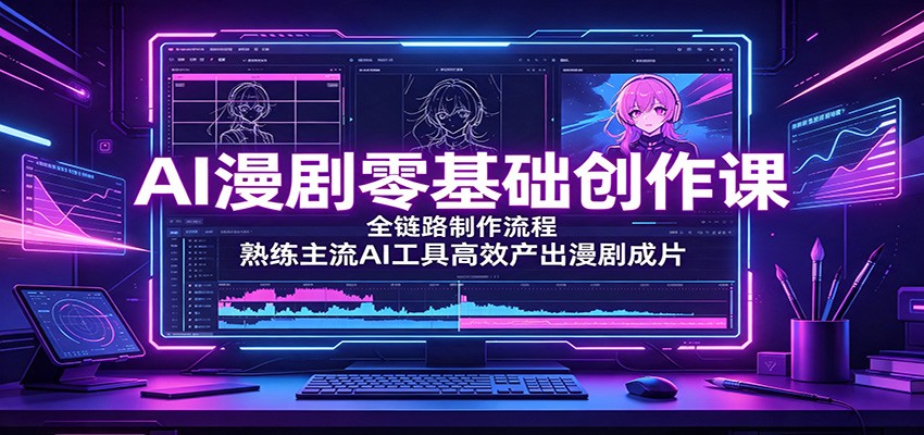AI漫剧零基础创作课：全链路制作流程，熟练主流AI工具高效产出漫剧成片-宇文网创