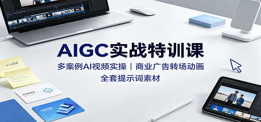 AIGC实战特训课:多案例AI视频实操,商业广告转场动画,全套提示词素材-宇文网创