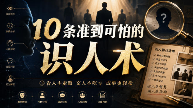付费文章：10条准到可怕的识人术-宇文网创
