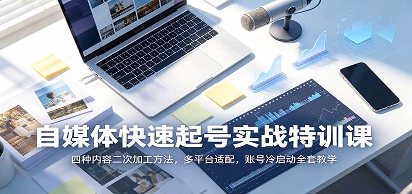 自媒体快速起号实战特训课:四种内容二次加工方法,多平台适配,账号冷启动全套教学-宇文网创