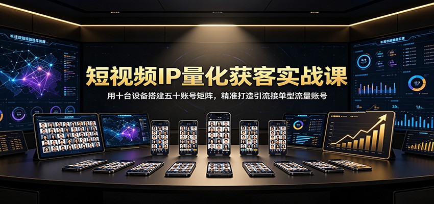 短视频IP量化获客实战课：用十台设备搭建五十账号矩阵，精准打造引流接单型流量账号-宇文网创