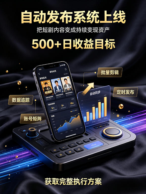还在找靠谱线上副业?快手短剧项目,全程自动发布内容,不用熬夜做视频,轻松日入500+【揭秘】-宇文网创