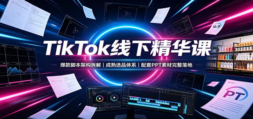 TikTok线下精华课:爆款脚本架构拆解,成熟选品体系,配套PPT素材完整落地-宇文网创