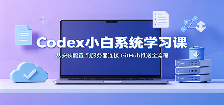 Codex小白系统学习课:小从安装配置,到服务器连接、GitHub推送全流程-宇文网创