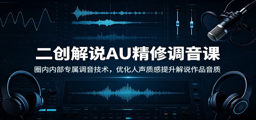 二创解说AU精修调音课：圈内内部专属调音技术，优化人声质感提升解说作品音质-宇文网创