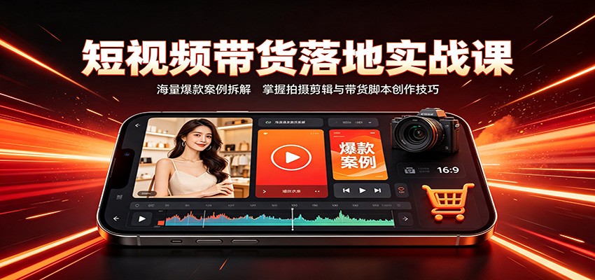 短视频带货落地实战课：海量爆款案例拆解，掌握拍摄剪辑与带货脚本创作技巧-宇文网创