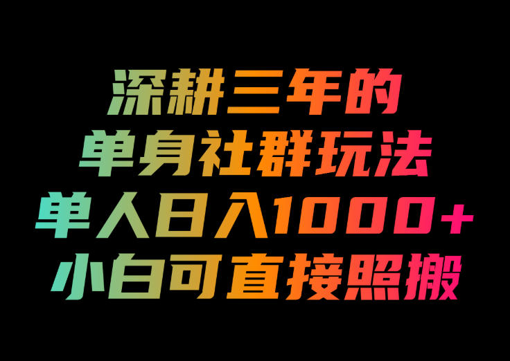 深耕三年的单身社群玩法,单人日入1000+,小白可直接照搬!【揭秘】-宇文网创