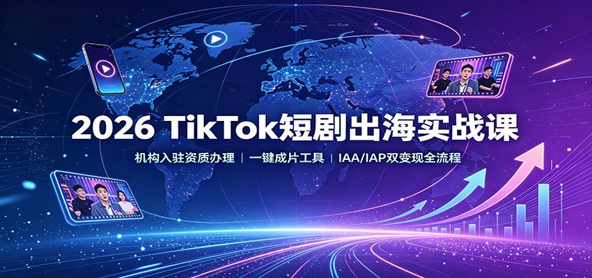 2026 TikTok短剧出海实战课:机构入驻资质办理,一键成片工具,IAA/IAP双变现全流程-宇文网创