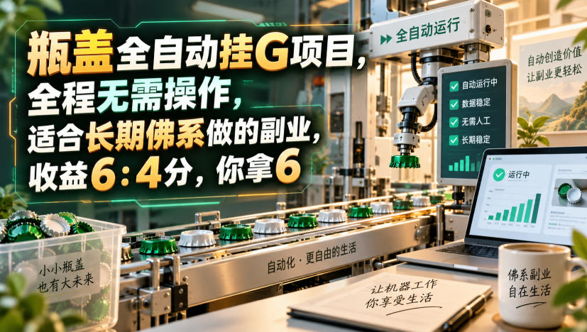 瓶盖全自动挂G项目,全程无需操作,适合长期佛系做的副业,收益6:4分,你拿6【揭秘】-宇文网创