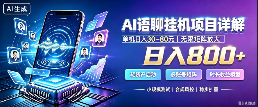 AI聊天挂G项目，日入800+，适用个人副业，支持工作室矩阵操作，放大收益【揭秘】-宇文网创