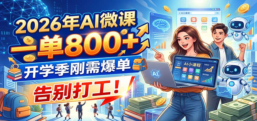 2026年AI微课，一单800+，开学季刚需爆单，告别打工！-宇文网创