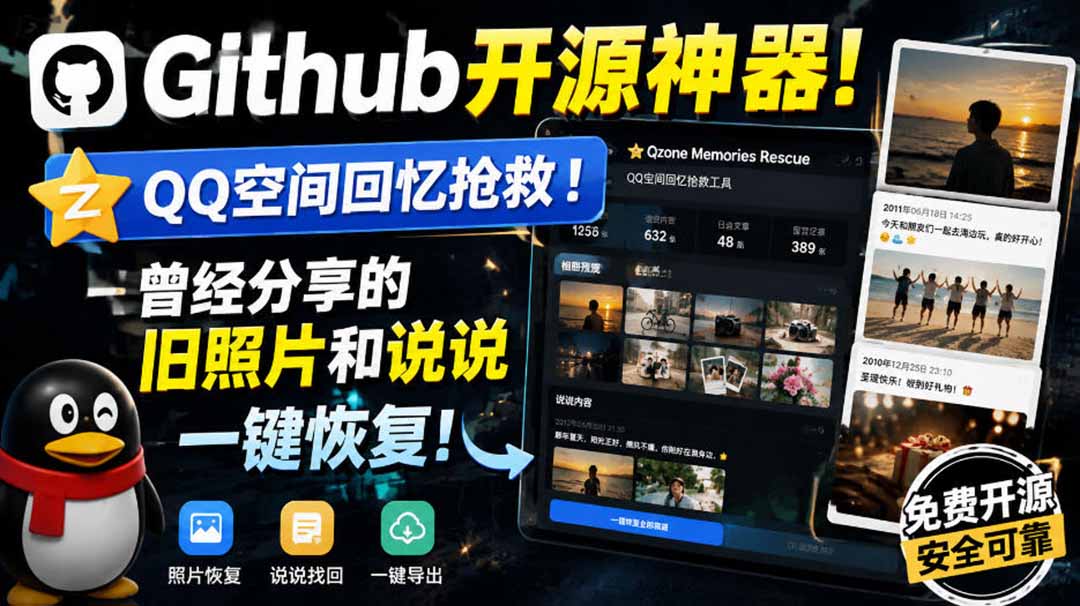 (20181期)Github开源神器!QQ空间回忆抢救!曾经分享的旧照片和说说一键恢复!-宇文网创