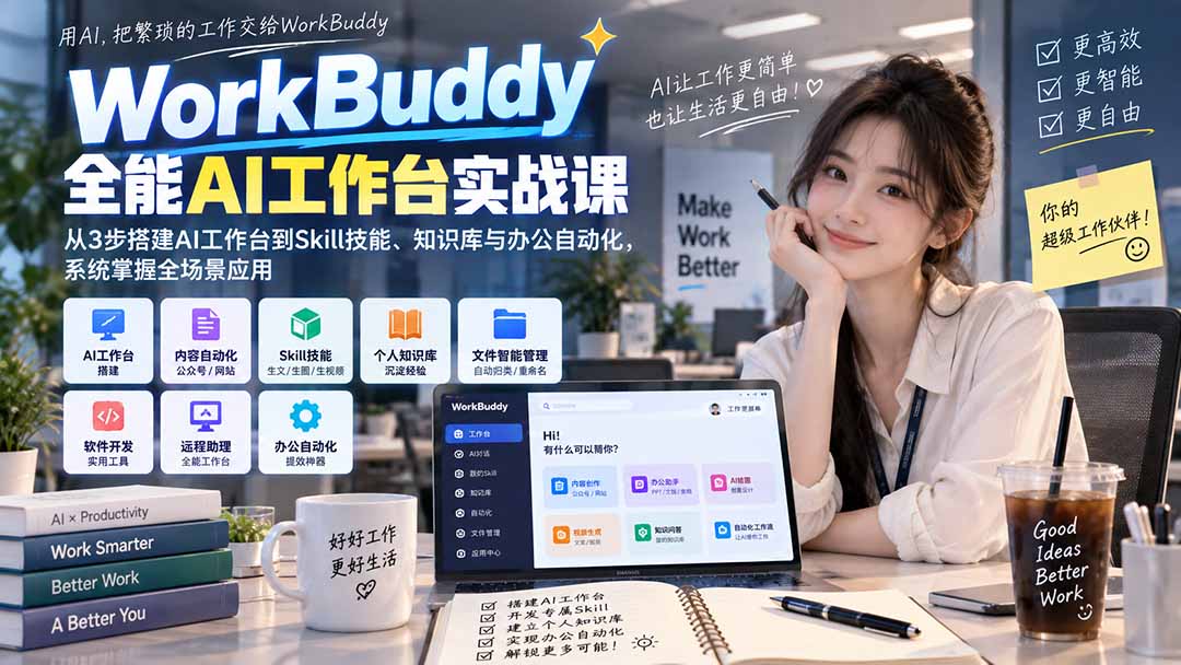 (20403期)WorkBuddy全能AI工作台实战课:从3步搭建AI工作台到Skill技能、知识库与办公自动化,系统掌握全场景应用-宇文网创