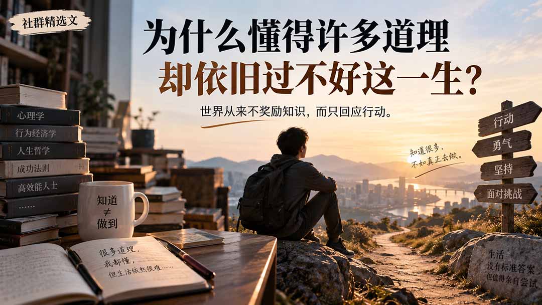 （20462期）社群精选文：为什么懂得许多道理却依旧过不好这一生？-宇文网创