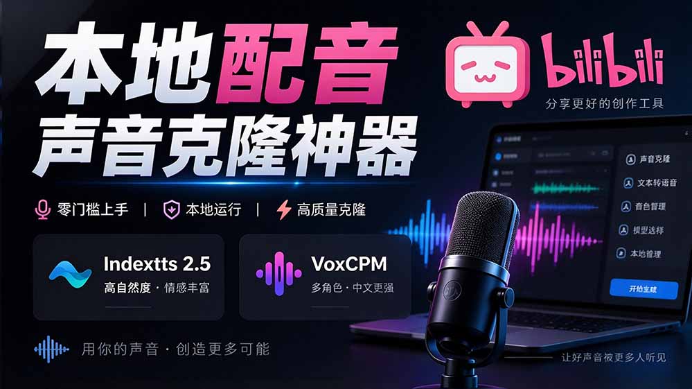 （20727期）GitHub 最新开源宝藏项目！本地配音与声音克隆能力都齐了，支持Indextts 2.5和VoxCPM等模型 yovoice-宇文网创