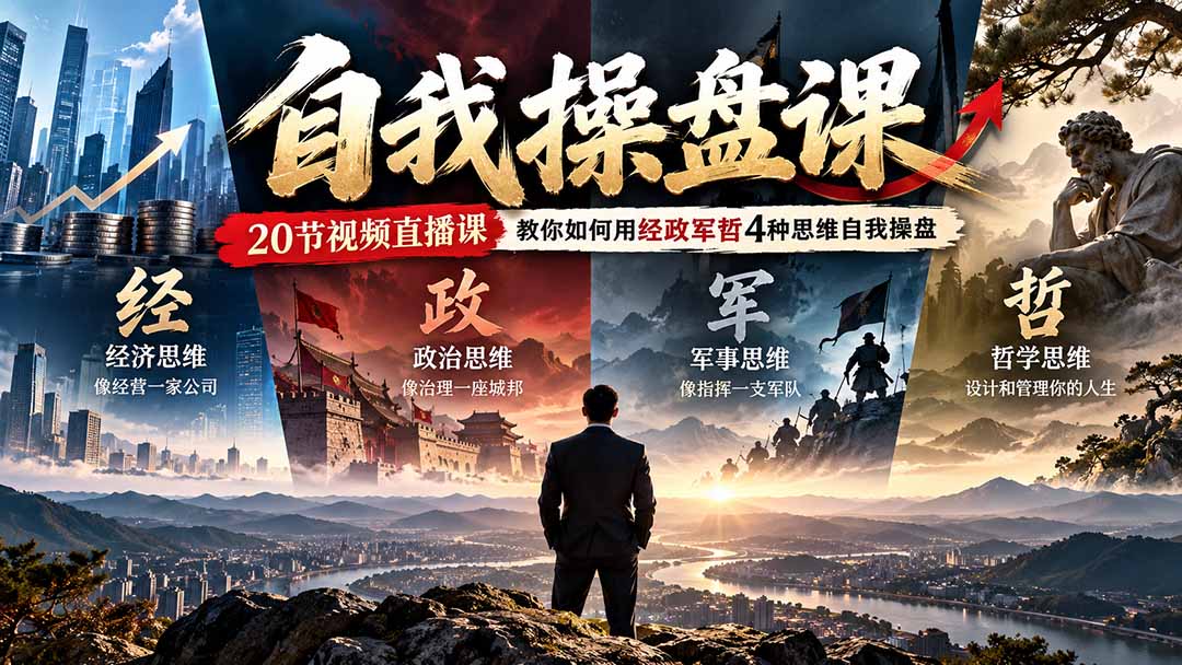(20626期)【无水印】自我操盘课,20节视频直播课教你如何用经政军哲4种思维自我操盘(更新0924)-宇文网创