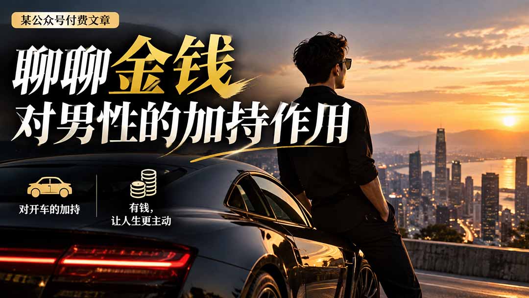 (20627期)【无水印】某公众号付费文章:聊聊金钱对男性的加持作用-宇文网创