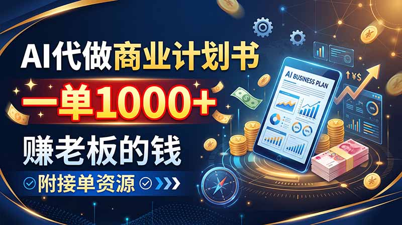 (20303期)AI代做商业计划书,一单1000+,赚老板的钱,附接单资源-宇文网创