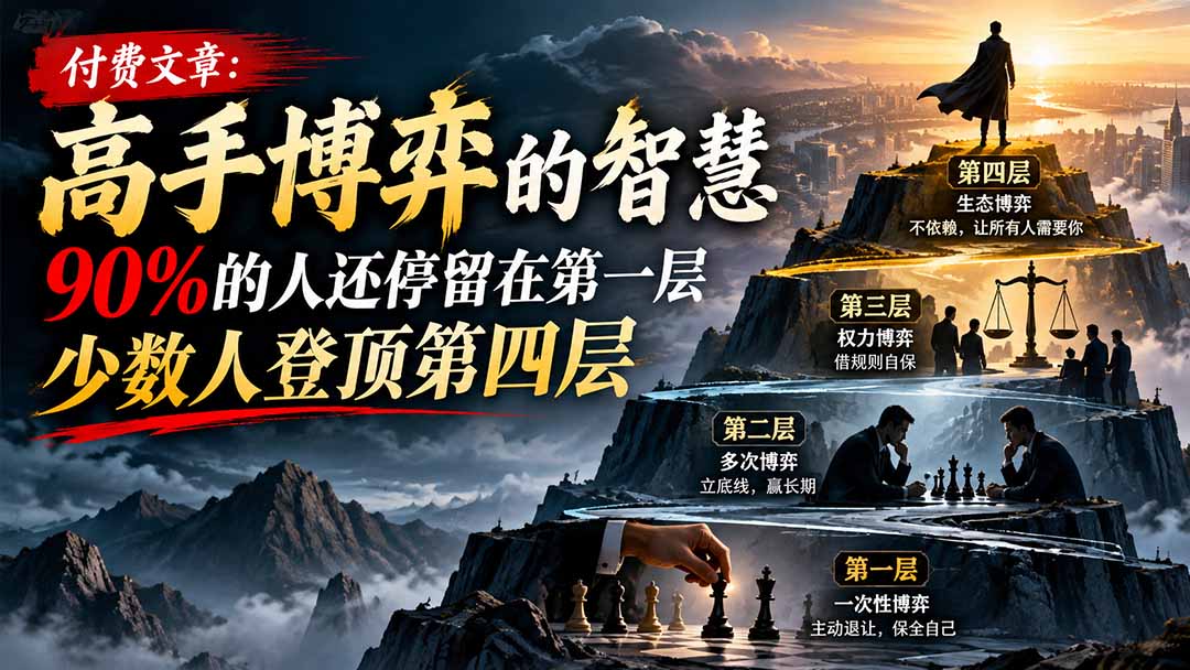 (20628期)【无水印】付费文章:高手博弈的智慧,90%的人还停留在第一层,少数人登顶第四层-宇文网创