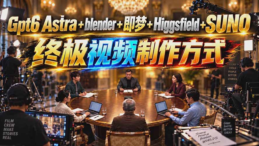 （20588期）GPT-6 Astra+Blender+即梦+Higgsfield+Suno=终极视频制作方式（无水印）-宇文网创