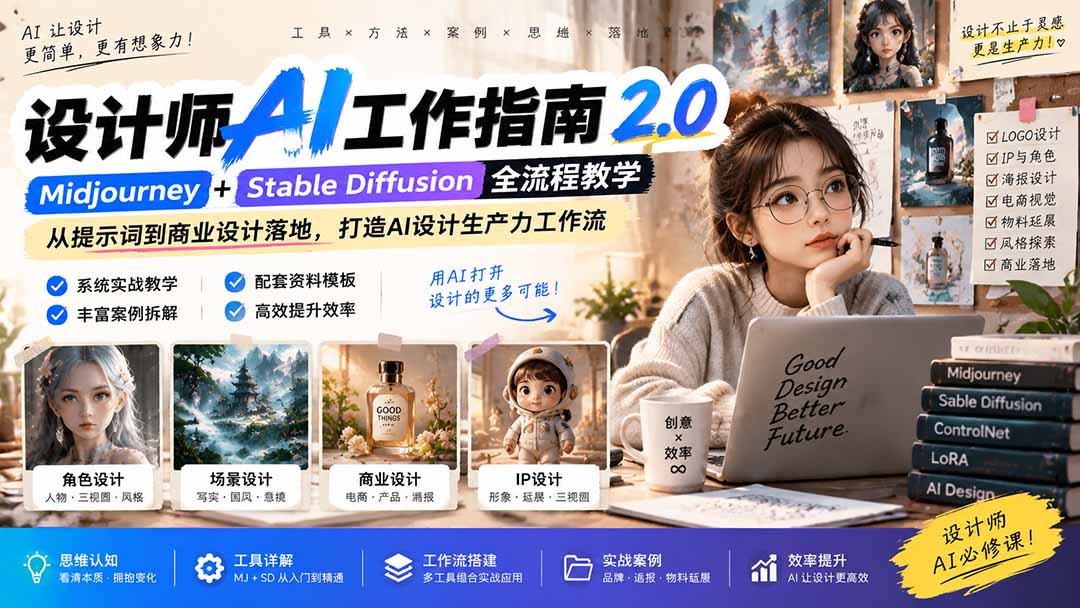 （20562期）《设计师AI工作指南 2.0》-无水印课：从思维落地，解锁 AI 设计生产力-宇文网创