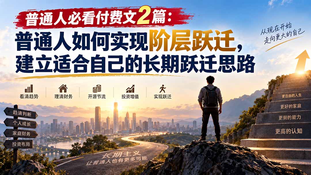 （20262期）普通人必看付费文2篇：普通人如何实现阶层跃迁，建立适合自己的长期跃迁思路-宇文网创