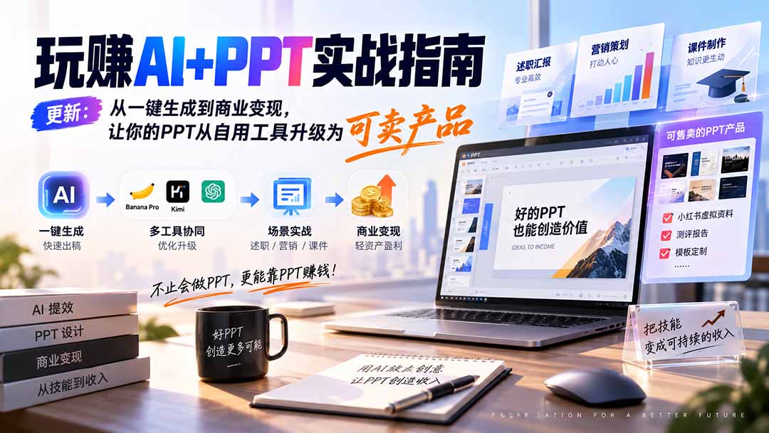（20247期）玩赚AI+PPT实战指南-更新5月13：从一键生成到商业变现，让你的PPT从自用工具升级为可卖产品-宇文网创