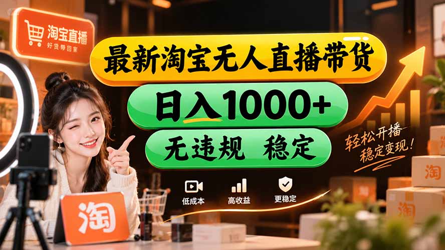 （20453期）【新技术】淘宝无人直播，独家，日入2K+，无封号，可矩阵，长期稳定-宇文网创