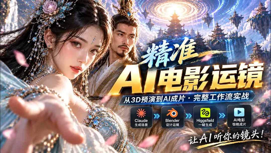 (20503期)AI视频终于能精准运镜了!Claude + Blender + Higgsfield 免费插件实测-宇文网创