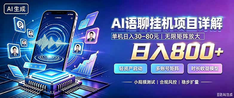 （20314期）AI语聊挂机，日入800+，适用个人副业，工作室矩阵操作-宇文网创