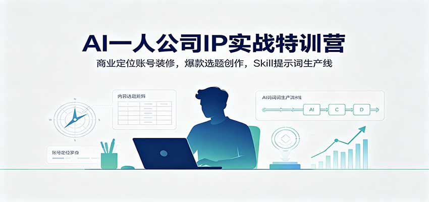 AI一人公司IP实战特训营：商业定位账号装修，爆款选题创作，Skill提示词生产线-宇文网创