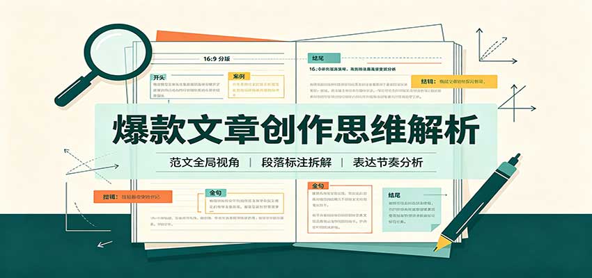 爆款文章创作思维解析:全局视角拆解范文,梳理行文逻辑,搭配真实拆文实操案例-宇文网创