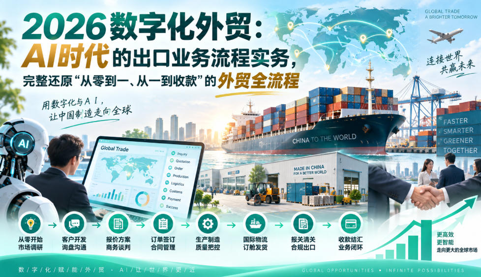 2026数字化外贸：AI时代的出口业务流程实务，完整还原”从零到一、从一到收款”的外贸全流程-宇文网创